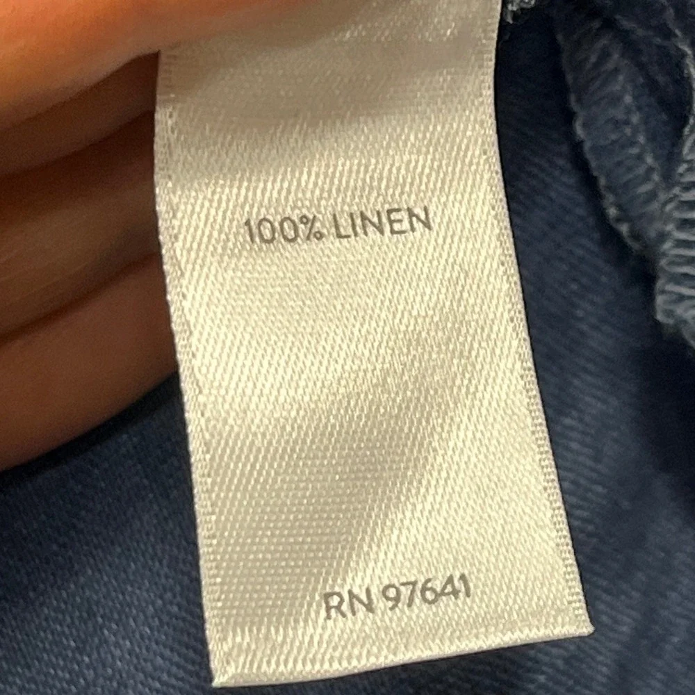J. Jill Pure Jill Linen 2 Piece Set Top & Pants Wide Leg Indigo Blue M/L NWT
